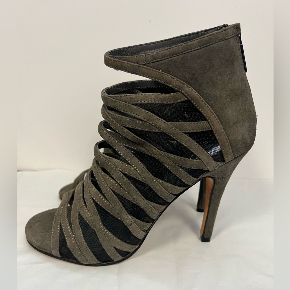 Beautiful Green Suede & Black Mesh DKNY Heels
